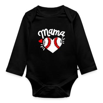 Baseball Mama Baseballspieler - Baby Bio-Langarm-Body - Schwarz - Vorne