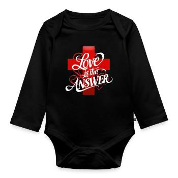 Liebe ist die Antwort Schriftzug - Baby Bio-Langarm-Body - Schwarz - Vorne