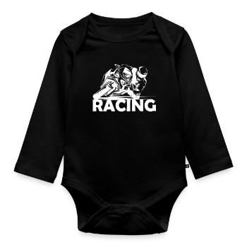 Moto de course Moto Piste de course Icône du logo de la piste de course - Body Bébé bio manches longues - noir - Devant