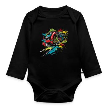 Graffiti Railway - Organic Longsleeve Baby Bodysuit - black - Front