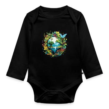 Respektier Muttererde Unseren Planeten Natur - Baby Bio-Langarm-Body - Schwarz - Vorne