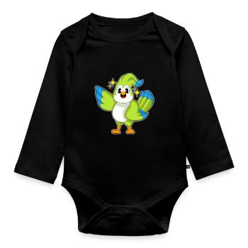 Papagei Sterne - Baby Bio-Langarm-Body - Schwarz - Vorne