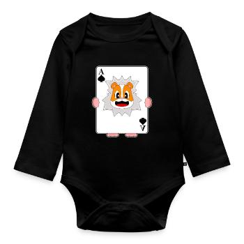 Hamster Poker Pokerkarten - Baby Bio-Langarm-Body - Schwarz - Vorne