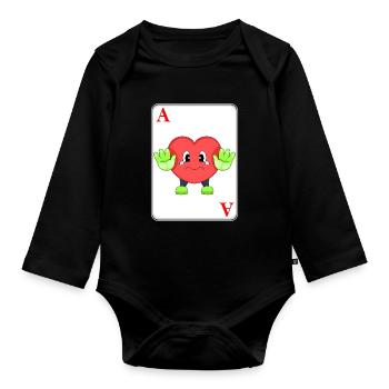 Heart Poker Poker Cards - Organic Longsleeve Baby Bodysuit - black - Front