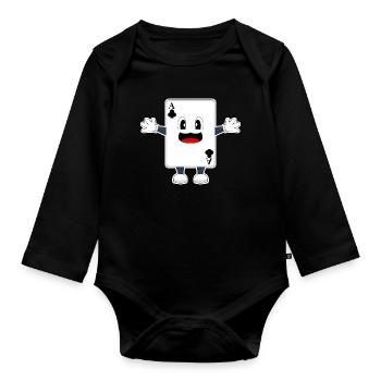 Poker Pokerkarten - Baby Bio-Langarm-Body - Schwarz - Vorne
