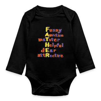 Father-Vibrant Colourful Motivational Word Art - Organic Longsleeve Baby Bodysuit - black - Front