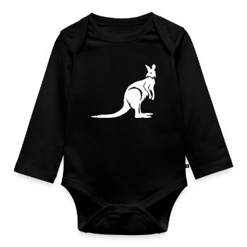 Kangaroo Australia Animal Logo Illustration Icon - Organic Longsleeve Baby Bodysuit - black - Front