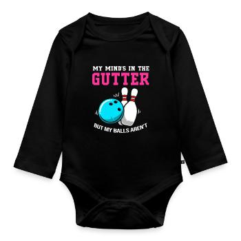 Bowling Bowler Bowling Skittles Bowling Ball - Organic Longsleeve Baby Bodysuit - black - Front
