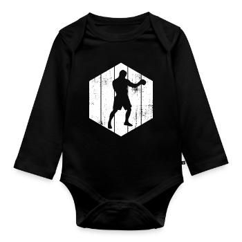 Boxer Sketch - Organic Longsleeve Baby Bodysuit - black - Front