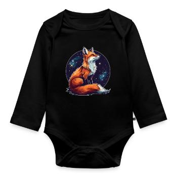 Renard avec des étoiles - Body Bébé bio manches longues - noir - Devant