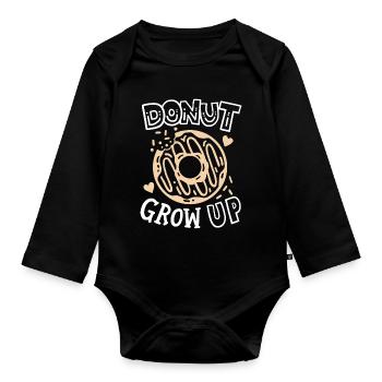 Donut Donut-Wortspiel - Baby Bio-Langarm-Body - Schwarz - Vorne