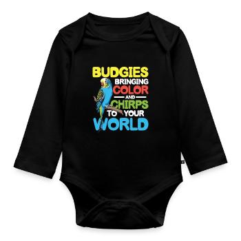 Budgies Bringing Color and Chirps To Your World - Baby Bio-Langarm-Body - Schwarz - Vorne