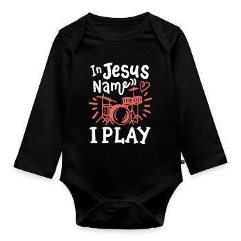 Schlagzeug Schlagzeuger - Baby Bio-Langarm-Body - Schwarz - Vorne