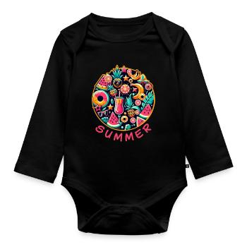 Sommerliche Farben - Baby Bio-Langarm-Body - Schwarz - Vorne