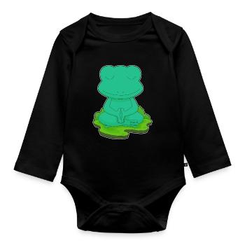 Frog Yoga Fitness Meditation - Organic Longsleeve Baby Bodysuit - black - Front