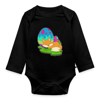 Fox Easter Easter Eggs - Organic Longsleeve Baby Bodysuit - black - Front