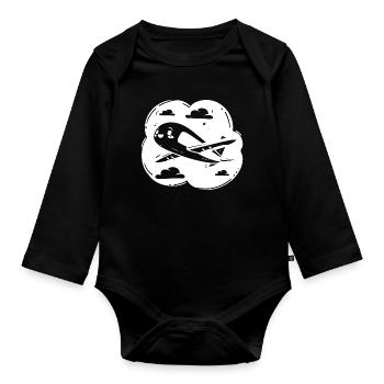 Propeller Plane Drawing - Organic Longsleeve Baby Bodysuit - black - Front