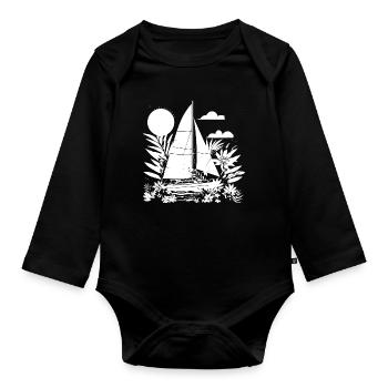Segeln Comic Look - Baby Bio-Langarm-Body - Schwarz - Vorne