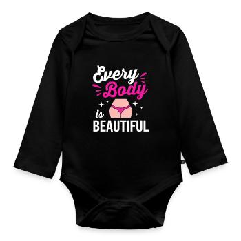 Body Positivity Feminist Feminism Feminist - Organic Longsleeve Baby Bodysuit - black - Front