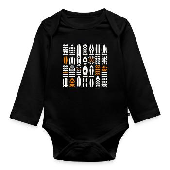 Abstract Surf and Wave Patterns - Organic Longsleeve Baby Bodysuit - black - Front