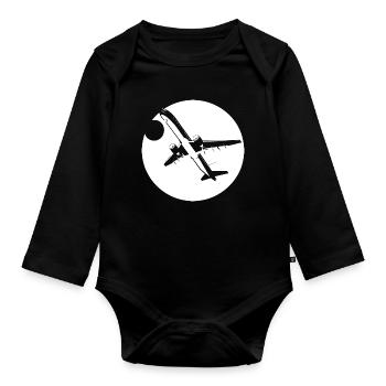 Flieger Zeichnung - Baby Bio-Langarm-Body - Schwarz - Vorne