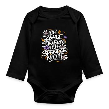 Je paie des impôts. Je ne donne pas. - Body Bébé bio manches longues - noir - Devant