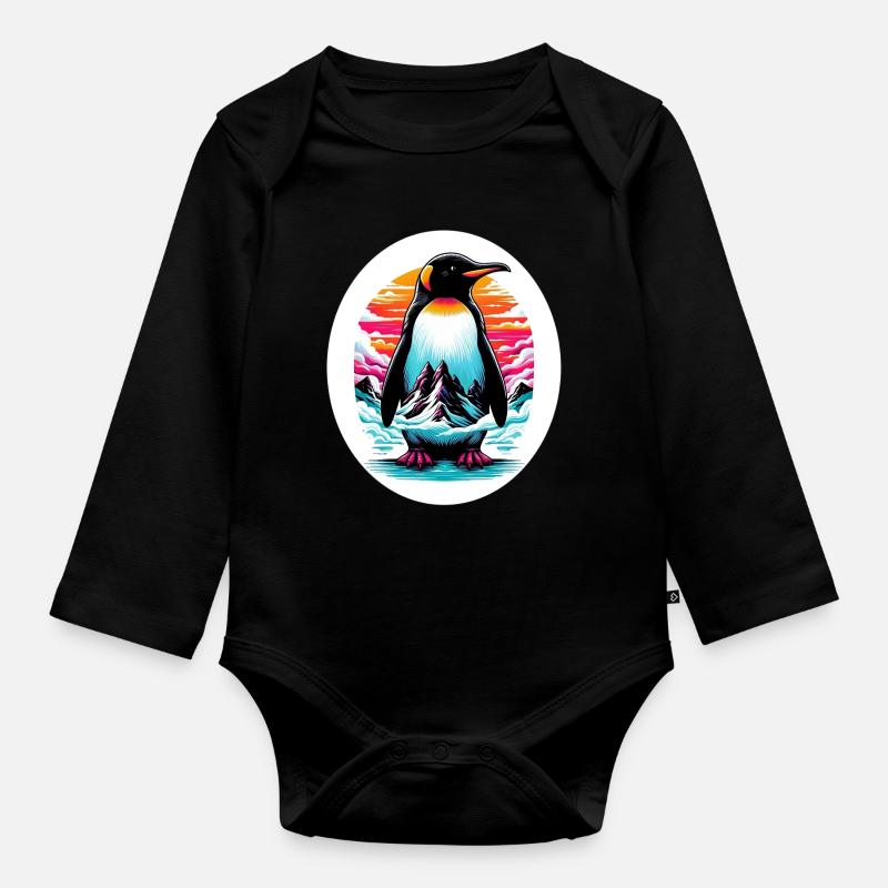 Pinguin - Baby Bio-Langarm-Body - Schwarz