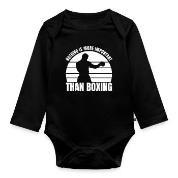 Nothing is as important as boxing - Organic Longsleeve Baby Bodysuit - black - Front
