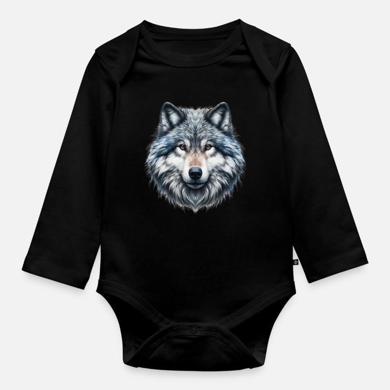 Wolf - Baby Bio-Langarm-Body - Schwarz