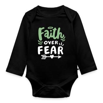 Christlicher Glaube Bibel Zitat - Baby Bio-Langarm-Body - Schwarz - Vorne