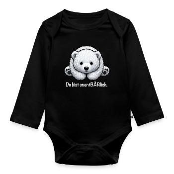 Du Bist UnentBÄRlich – Cartoon Bär Süß Niedlich - Baby Bio-Langarm-Body - Schwarz - Vorne