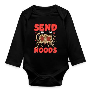 Flying Spaghetti Monster FSM - Organic Longsleeve Baby Bodysuit - black - Front