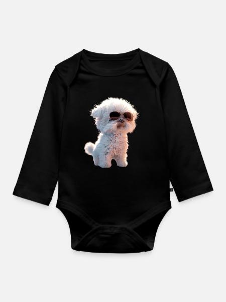 Malteser Kleiner Maltese Hund Liebe Süße Malteser - Baby Bio-Langarm-Body - Schwarz