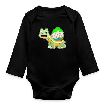 Oeuf de Pâques tortue - Body Bébé bio manches longues - noir - Devant