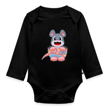 Mouse Easter Easter Egg - Organic Longsleeve Baby Bodysuit - black - Front
