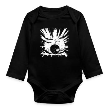 Drums Graphics - Organic Longsleeve Baby Bodysuit - black - Front