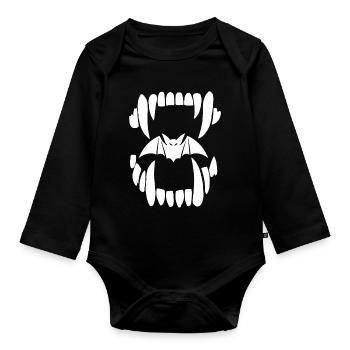 Vampire jaw - Organic Longsleeve Baby Bodysuit - black - Front