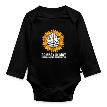 Brain Tumor Tumor Brain Cancer Survivor - Organic Longsleeve Baby Bodysuit - black - Front