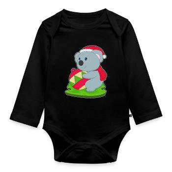 Cloche de Noël Koala - Body Bébé bio manches longues - noir - Devant