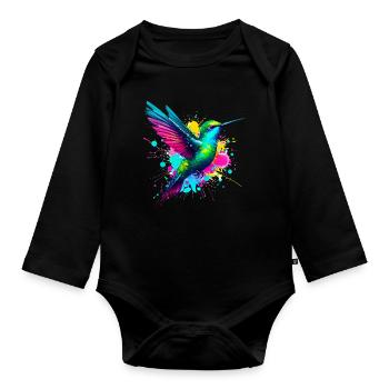 Hummingbird - Organic Longsleeve Baby Bodysuit - black - Front