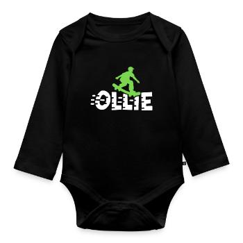 Ollie Skateboarding Skateboarder - Baby Bio-Langarm-Body - Schwarz - Vorne