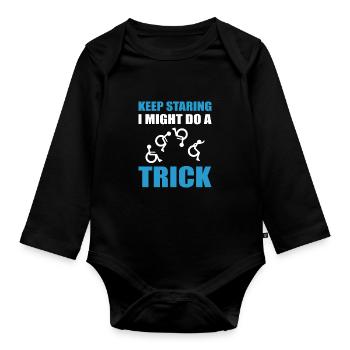 Wheelchair - Organic Longsleeve Baby Bodysuit - black - Front