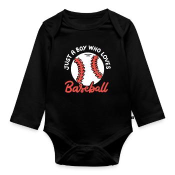 Baseball-Liebhaber Baseball-Spieler - Baby Bio-Langarm-Body - Schwarz - Vorne