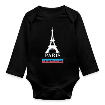 Équipe de Paris Jeux Sportifs des États-Unis Athlète Sportif Logo - Body Bébé bio manches longues - noir - Devant