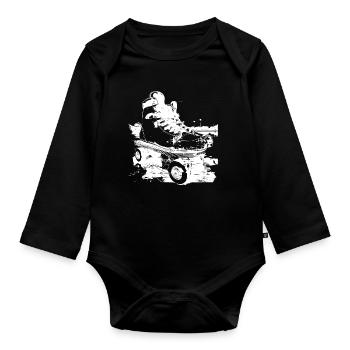 Rollerskates Grafik - Baby Bio-Langarm-Body - Schwarz - Vorne