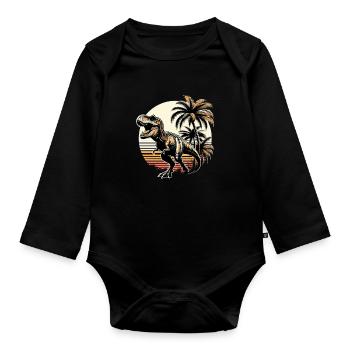 Cadeau de dinosaure T-Rex rugissant - Body Bébé bio manches longues - noir - Devant