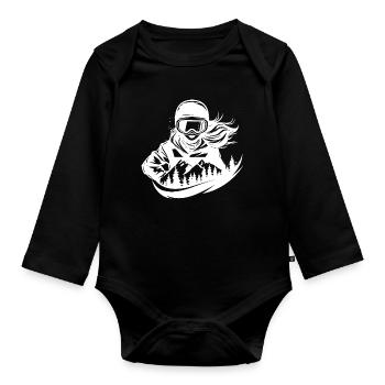 Snowboarderin Mädchen - Baby Bio-Langarm-Body - Schwarz - Vorne