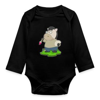 Pferd Maler Pinsel Malen - Baby Bio-Langarm-Body - Schwarz - Vorne