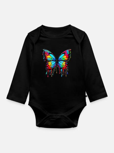 Schmetterling - Baby Bio-Langarm-Body - Schwarz