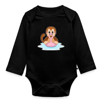 Affe Flamingo - Baby Bio-Langarm-Body - Schwarz - Vorne